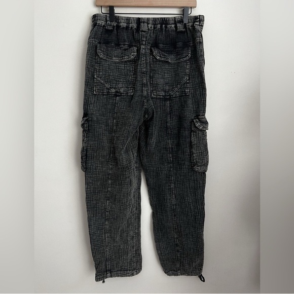 By Anthropologie Womens Dark Gray Elastic Waist High Rise Jogger Pants cargo - Picture 3 of 6